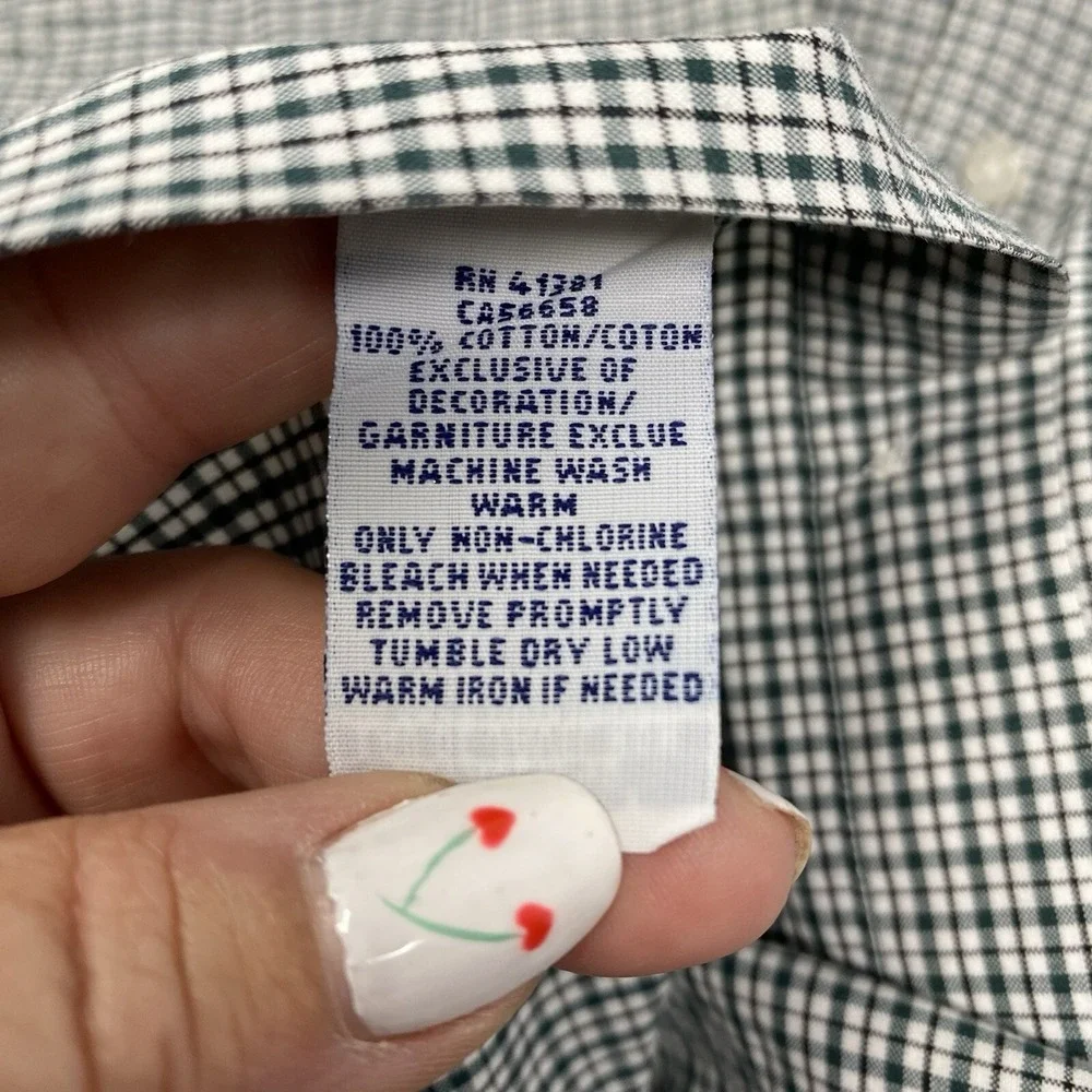 Ralph Lauren Button Down Shirt Mens 17.5 Blue White Check Cotton Long Sleeve‎
